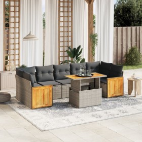 8-teiliges Gartensofa-Set und graue synthetische Rattankissen von vidaXL, Gartensets - Ref: Foro24-3273874, Preis: 618,19 €, ...