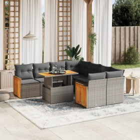 9-piece garden furniture set and gray synthetic rattan cushions by vidaXL, Garden sets - Ref: Foro24-3273888, Price: 645,28 €...