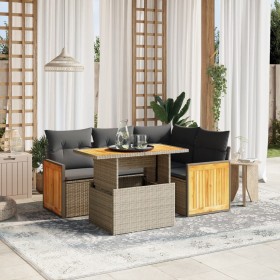 Gartensofa-Set mit Kissen, 5-teilig, graues synthetisches Rattan von vidaXL, Gartensets - Ref: Foro24-3273944, Preis: 411,15 ...