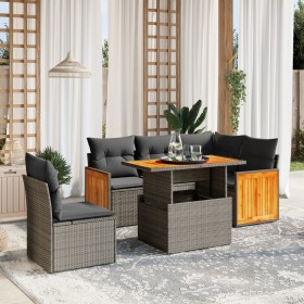 Garden sofa set with cushions 6 pieces beige synthetic rattan by vidaXL, Garden sets - Ref: Foro24-3273965, Price: 444,60 €, ...