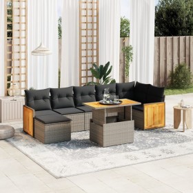 8-teiliges Gartensofa-Set und graue synthetische Rattankissen von vidaXL, Gartensets - Ref: Foro24-3274070, Preis: 557,06 €, ...