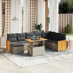 9-teiliges Gartenmöbel-Set und graue synthetische Rattankissen von vidaXL, Gartensets - Ref: Foro24-3274098, Preis: 611,56 €,...