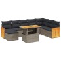 Set de muebles de jardín 9 pzas y cojines ratán sintético gris de vidaXL, Conjuntos de jardín - Ref: Foro24-3274098, Precio: ...