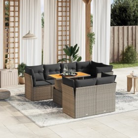 8-teiliges Gartensofa-Set und graue synthetische Rattankissen von vidaXL, Gartensets - Ref: Foro24-3270710, Preis: 585,63 €, ...