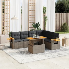 7-teiliges Gartensofa-Set mit grauen PE-Rattan-Kissen von vidaXL, Gartensets - Ref: Foro24-3273538, Preis: 532,69 €, Rabatt: %