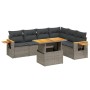 7-piece garden sofa set with gray PE rattan cushions by vidaXL, Garden sets - Ref: Foro24-3273538, Price: 532,17 €, Discount: %