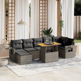 Set de sofás de jardín 8 pzas y cojines ratán sintético gris de vidaXL, Conjuntos de jardín - Ref: Foro24-3275713, Precio: 56...