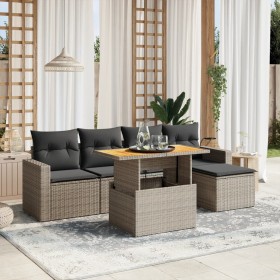 6-teiliges Gartenmöbel-Set und graue synthetische Rattankissen von vidaXL, Gartensets - Ref: Foro24-3271291, Preis: 404,21 €,...