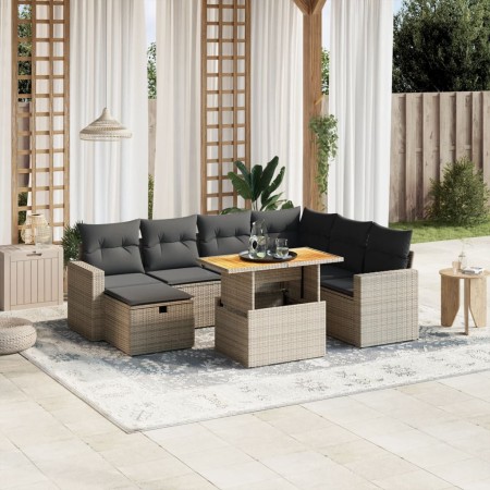 8-teiliges Gartensofa-Set und graue synthetische Rattankissen von vidaXL, Gartensets - Ref: Foro24-3271431, Preis: 556,90 €, ...