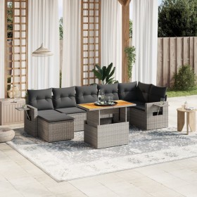 8-teiliges Gartensofa-Set und graue synthetische Rattankissen von vidaXL, Gartensets - Ref: Foro24-3271865, Preis: 577,97 €, ...