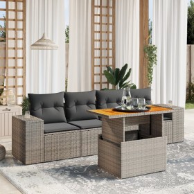 Gartensofa-Set mit Kissen, 5-teilig, graues synthetisches Rattan von vidaXL, Gartensets - Ref: Foro24-3272516, Preis: 380,46 ...