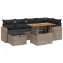 7-teiliges Gartensofa-Set mit grauen PE-Rattan-Kissen von vidaXL, Gartensets - Ref: Foro24-3276042, Preis: 489,06 €, Rabatt: %