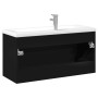 Mueble de baño con lavabo integrado negro de vidaXL, Tocadores de baño - Ref: Foro24-3278795, Precio: 327,99 €, Descuento: %