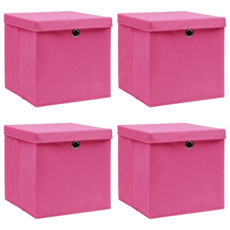 Storage boxes with lids 4 pcs pink fabric 32x32x32 cm by vidaXL, Storage baskets - Ref: Foro24-288346, Price: 31,42 €, Discou...