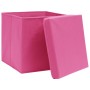 Storage boxes with lids 4 pcs pink fabric 32x32x32 cm by vidaXL, Storage baskets - Ref: Foro24-288346, Price: 31,42 €, Discou...