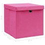 Aufbewahrungsboxen mit Deckel 4 Stück rosa Stoff 32x32x32 cm von vidaXL, Aufbewahrungskörbe - Ref: Foro24-288346, Preis: 31,4...