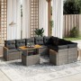 Set de sofás de jardín 10 pzas con cojines ratán sintético gris de vidaXL, Conjuntos de jardín - Ref: Foro24-3273237, Precio:...