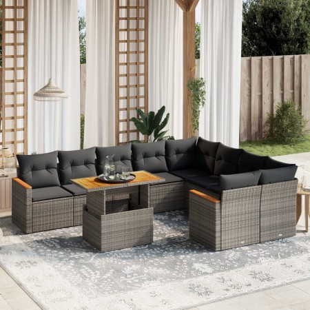 10-piece garden sofa set with gray synthetic rattan cushions by vidaXL, Garden sets - Ref: Foro24-3273237, Price: 675,28 €, D...