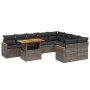 10-teiliges Gartensofa-Set mit grauen synthetischen Rattankissen von vidaXL, Gartensets - Ref: Foro24-3273237, Preis: 675,28 ...