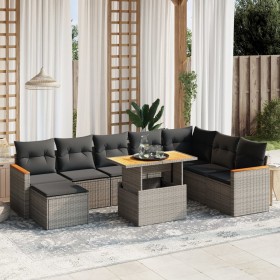 9-piece garden furniture set and gray synthetic rattan cushions by vidaXL, Garden sets - Ref: Foro24-3273216, Price: 612,57 €...