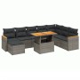 Set de muebles de jardín 9 pzas y cojines ratán sintético gris de vidaXL, Conjuntos de jardín - Ref: Foro24-3273216, Precio: ...