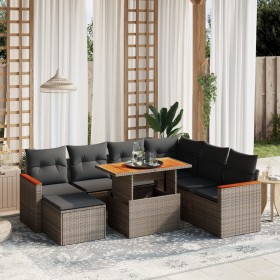 8-teiliges Gartensofa-Set und graue synthetische Rattankissen von vidaXL, Gartensets - Ref: Foro24-3276056, Preis: 568,16 €, ...