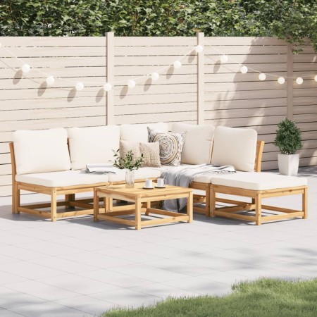 6-teiliges Gartenmöbel-Set mit Kissen aus massivem Akazienholz von vidaXL, Modulare Sofas für den Außenbereich - Ref: Foro24-...