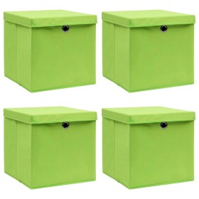 Storage boxes with lids 4 pcs green fabric 32x32x32 cm by vidaXL, Storage baskets - Ref: Foro24-288370, Price: 27,31 €, Disco...