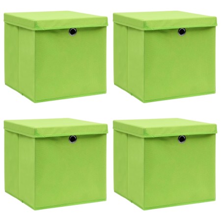 Cajas de almacenaje con tapas 4 uds tela verde 32x32x32 cm de vidaXL, Cestas para almacenaje - Ref: Foro24-288370, Precio: 27...