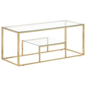 Golden stainless steel and tempered glass coffee table by vidaXL, Coffee table - Ref: Foro24-350018, Price: 138,99 €, Discoun...