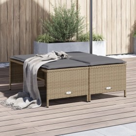 Gartenhocker mit Kissen 4 Stück beiges synthetisches Rattan von vidaXL, Hocker für den Außenbereich - Ref: Foro24-368365, Pre...