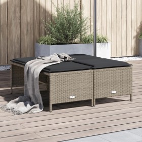 Gartenhocker mit Kissen 4 Stück hellgraues PE-Rattan von vidaXL, Hocker für den Außenbereich - Ref: Foro24-368367, Preis: 128...