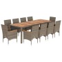 Set comedor jardín 11 pzas cojines ratán sintético acacia gris de vidaXL, Conjuntos de jardín - Ref: Foro24-3278690, Precio: ...