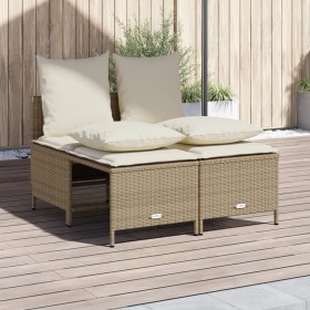 Gartensofa-Set mit Kissen, 4-teilig, beiges synthetisches Rattan von vidaXL, Gartensets - Ref: Foro24-368384, Preis: 187,99 €...