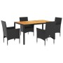 Set de comedor jardín 5 pzas con cojines ratán PE acacia negro de vidaXL, Conjuntos de jardín - Ref: Foro24-3278671, Precio: ...