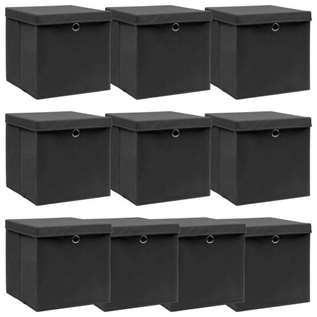 Storage boxes with lids 10 pcs black fabric 32x32x32 cm by vidaXL, Storage baskets - Ref: Foro24-288334, Price: 64,99 €, Disc...