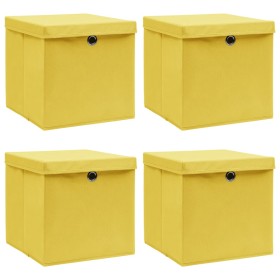 Storage boxes with lids 4 pcs fabric yellow 32x32x32 cm by vidaXL, Storage baskets - Ref: Foro24-288366, Price: 30,10 €, Disc...