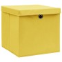 Storage boxes with lids 4 pcs fabric yellow 32x32x32 cm by vidaXL, Storage baskets - Ref: Foro24-288366, Price: 30,10 €, Disc...