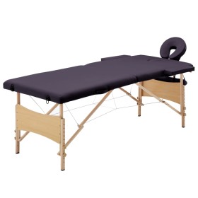 Folding massage bed 2 zones wood purple by vidaXL, massage tables - Ref: Foro24-110186, Price: 149,99 €, Discount: %