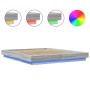 Estructura cama con luces LED madera gris Sonoma 160x200 cm de vidaXL, Camas y somieres - Ref: Foro24-3281089, Precio: 209,48...