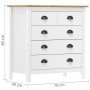 Hill Nachttisch aus massivem weißem Kiefernholz 79x40x80 cm von vidaXL, Sideboards - Ref: Foro24-288918, Preis: 118,99 €, Rab...