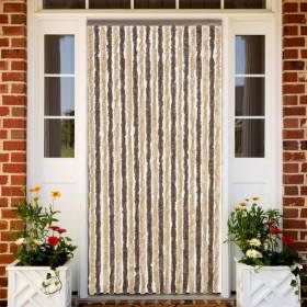 Dark brown and beige chenille fly curtain 100x220 cm by vidaXL, Mosquito nets for windows - Ref: Foro24-377358, Price: 61,23 ...