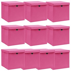 Storage boxes with lids 10 pcs pink fabric 32x32x32 cm by vidaXL, Storage baskets - Ref: Foro24-288348, Price: 70,71 €, Disco...