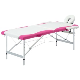 Camilla de masaje plegable 2 zonas aluminio blanco y rosa de vidaXL, Mesas de masaje - Ref: Foro24-110234, Precio: 143,31 €, ...