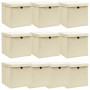 Storage boxes with lids 10 pcs cream fabric 32x32x32 cm by vidaXL, Storage baskets - Ref: Foro24-288360, Price: 58,99 €, Disc...