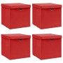 Storage boxes with lids 4 pcs red fabric 32x32x32 cm by vidaXL, Storage baskets - Ref: Foro24-288362, Price: 28,39 €, Discoun...