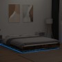 Bed frame with LED lights smoked oak wood 160x200 cm by vidaXL, Beds and slatted bases - Ref: Foro24-3281088, Price: 202,18 €...