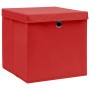 Storage boxes with lids 4 pcs red fabric 32x32x32 cm by vidaXL, Storage baskets - Ref: Foro24-288362, Price: 28,39 €, Discoun...