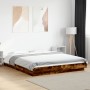 Estructura cama con luces LED madera roble ahumado 150x200 cm de vidaXL, Camas y somieres - Ref: Foro24-3281095, Precio: 199,...