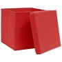 Storage boxes with lids 4 pcs red fabric 32x32x32 cm by vidaXL, Storage baskets - Ref: Foro24-288362, Price: 28,39 €, Discoun...